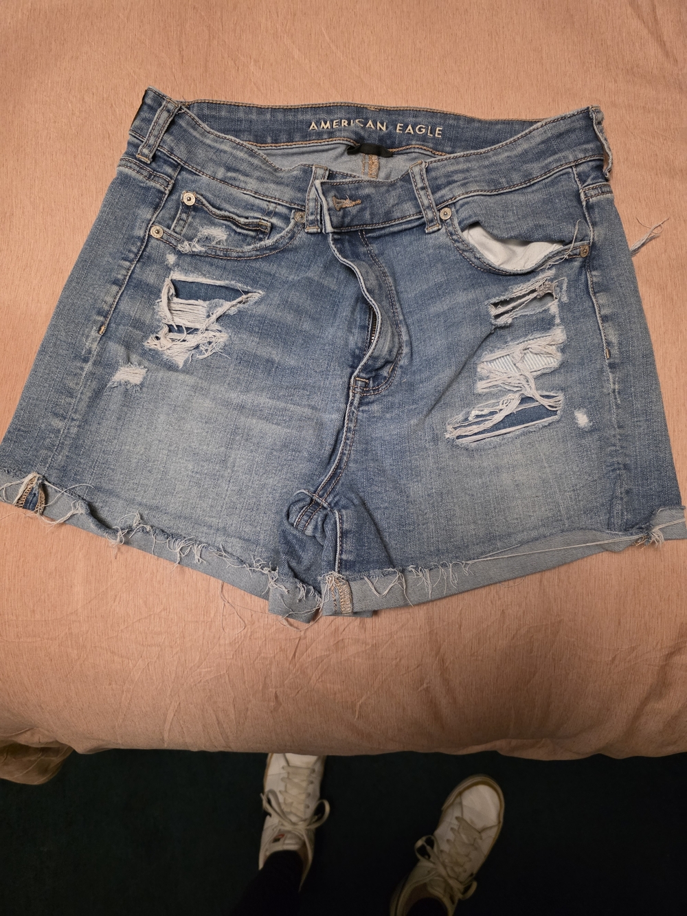 American Eagle Outfitters Light Wash Distressed Denim Shorts